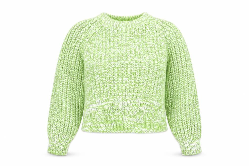 Monki Womens Green Crew Neck Chunky Knit Pullover Jumper Size S