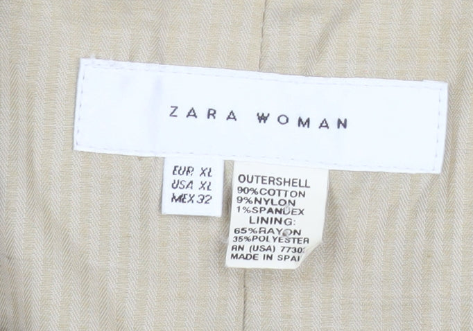 Zara Woman Beige Cotton Blazer Jacket XL Ladies Smart Casual