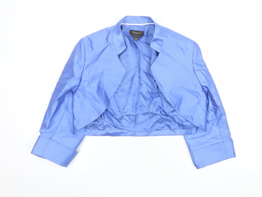 Alexon Women's Blue Silk Wool Cropped Suit Jacket Size 8