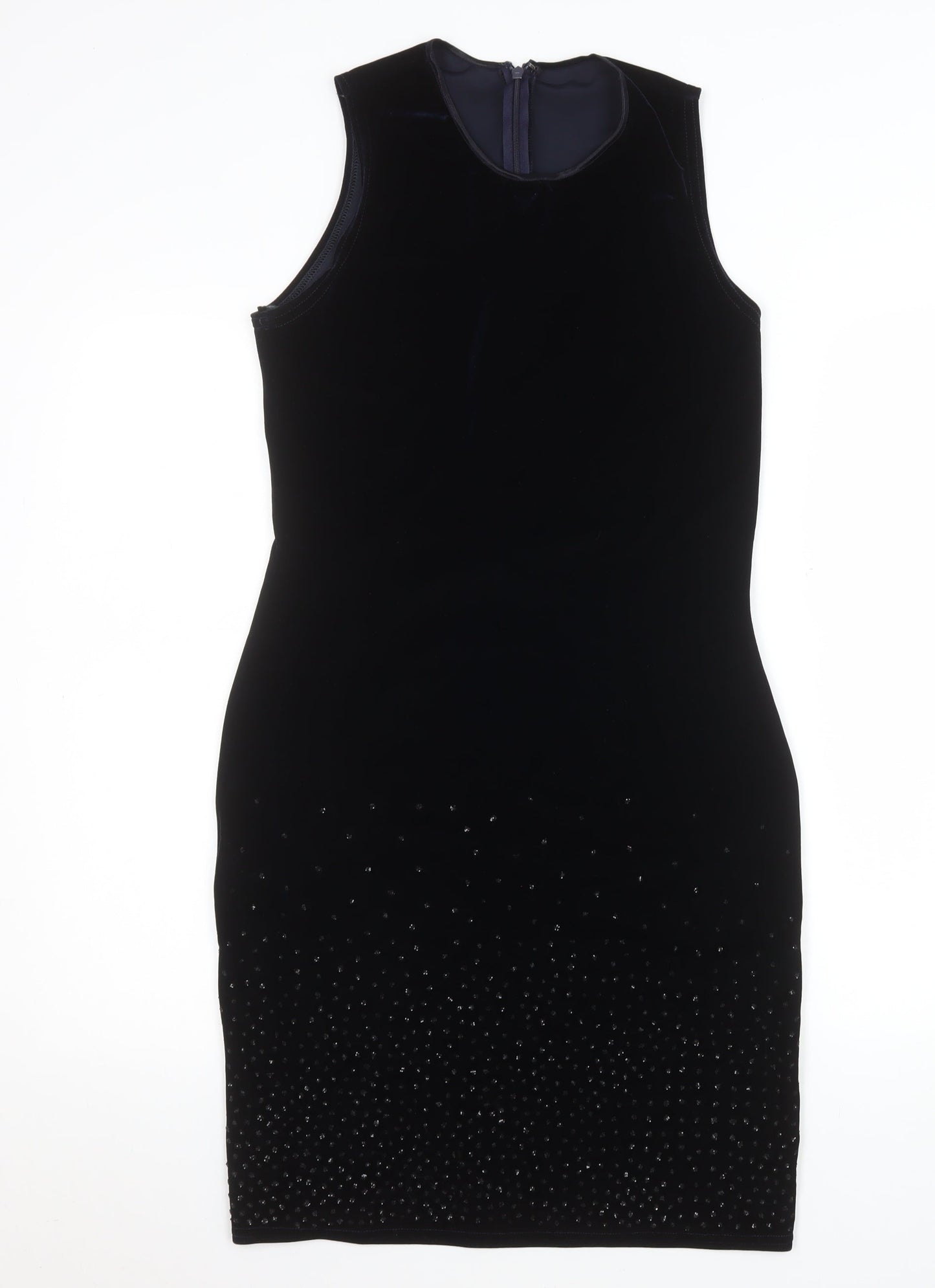 Wallis Women’s Black Velvet Beaded Bodycon Dress Size 12