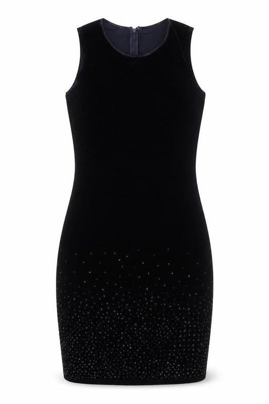 Wallis Women’s Black Velvet Beaded Bodycon Dress Size 12