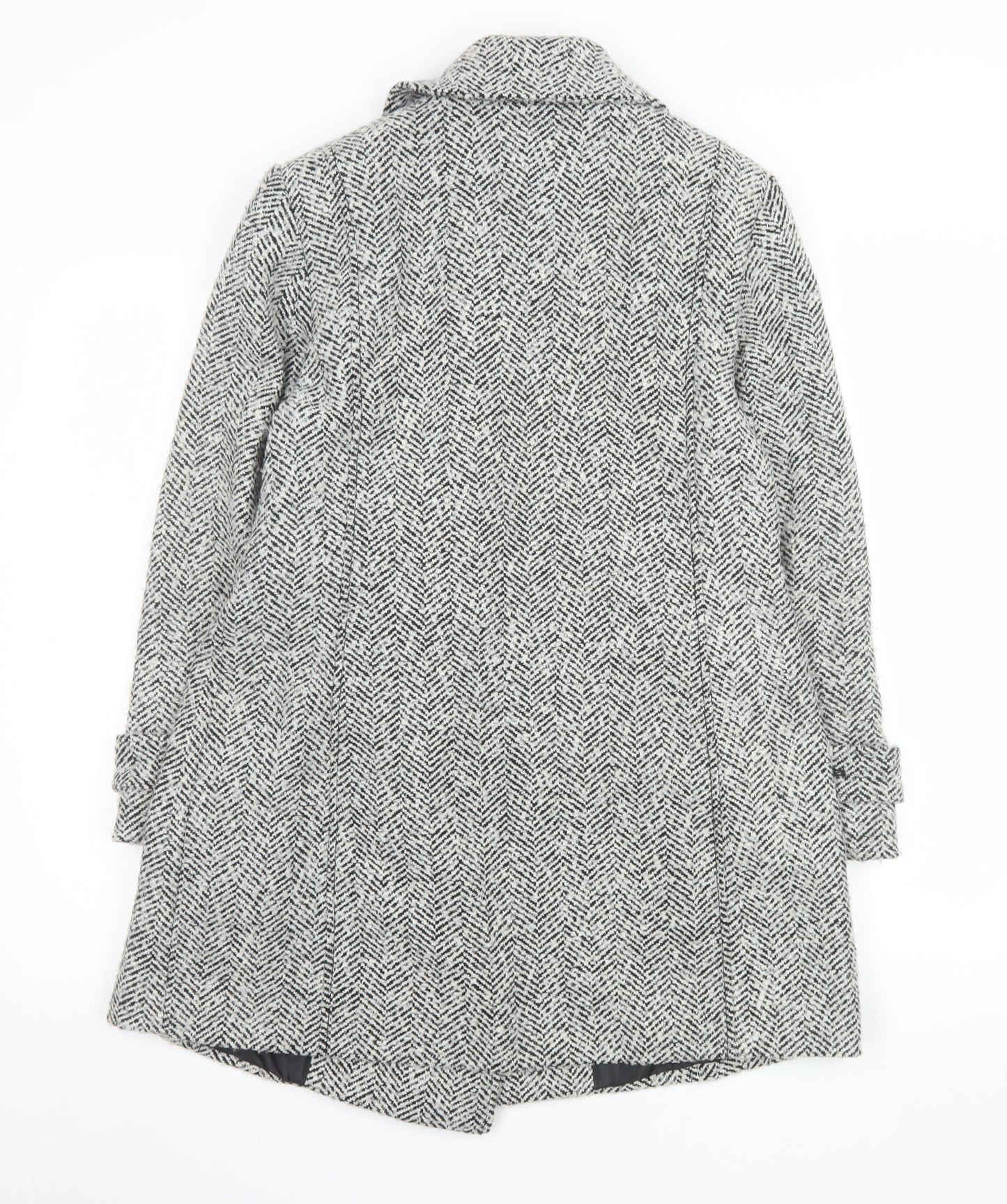 John Lewis Women's Grey Herringbone Wool Blend Pea Coat Size 12