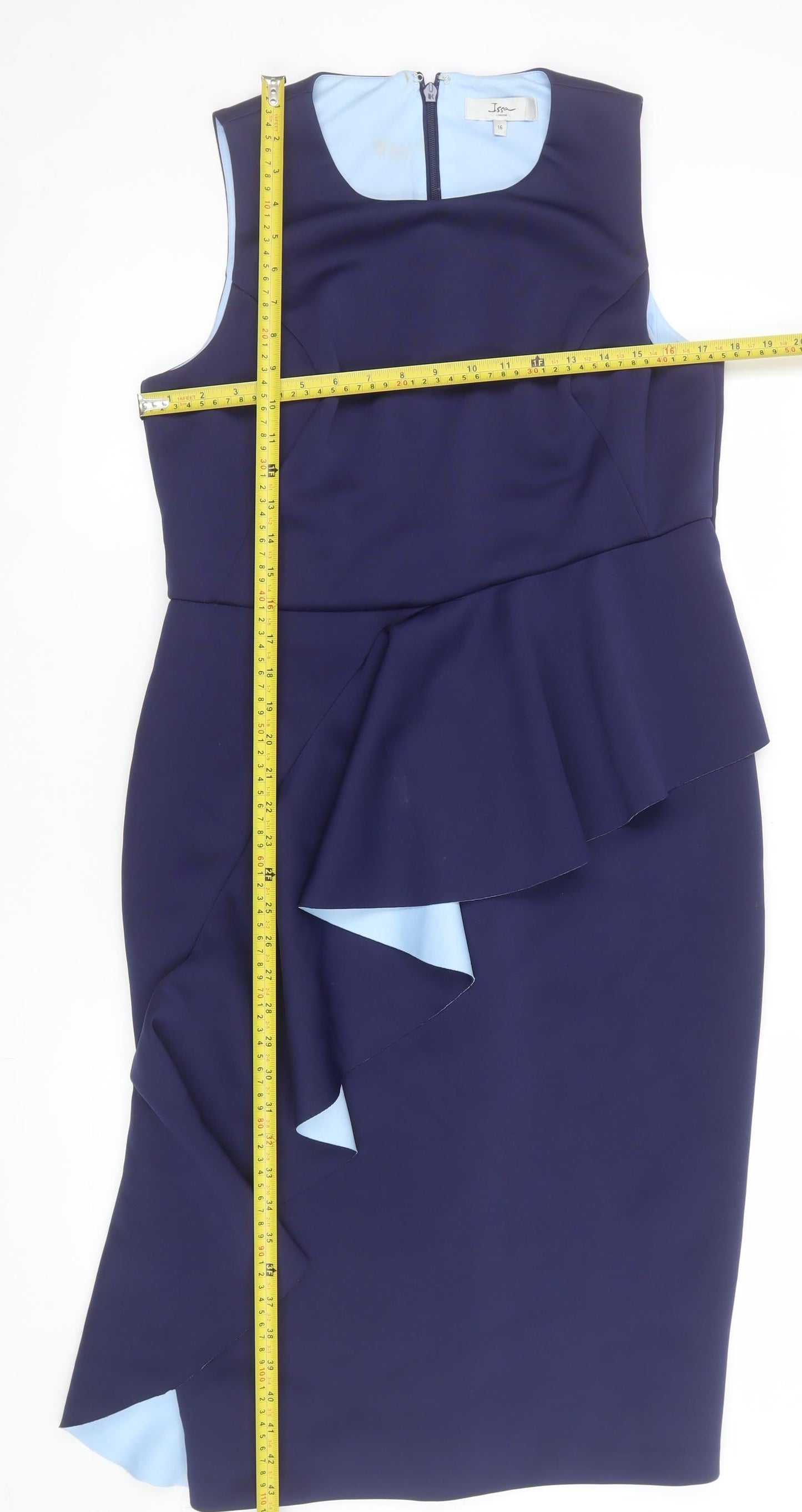 Issa London Women’s Blue Knee Length Sheath Dress Size 16