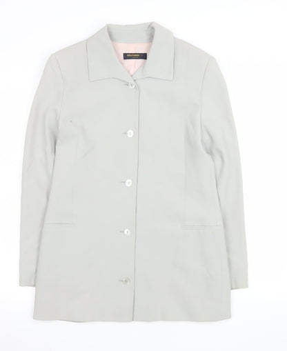 Red/Green Women Grey Single-Breasted Blazer Size 8 Wool Blend