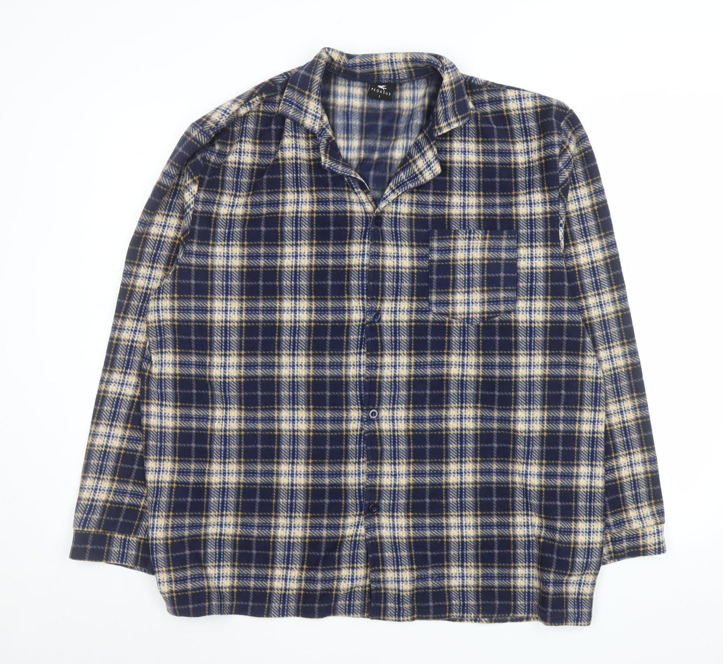 Pegasus Men's Blue Check Flannel Button Jacket L Regular Fit