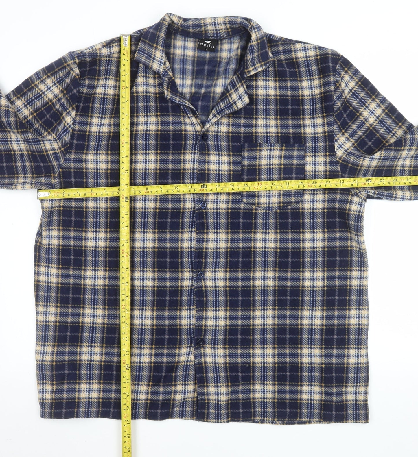 Pegasus Men's Blue Check Flannel Button Jacket L Regular Fit