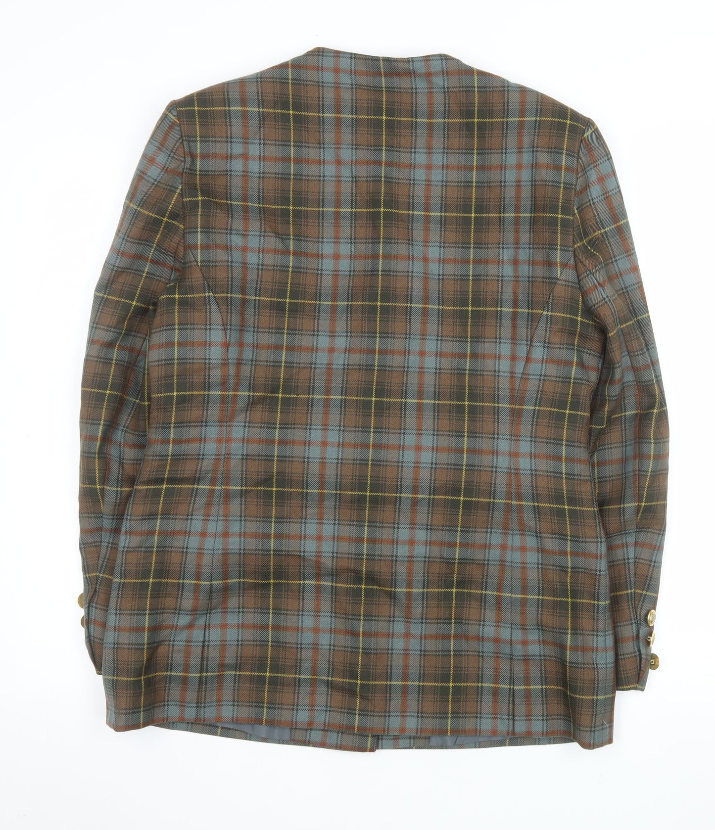 Pitlochry Women Brown Checked Wool Blazer Size 14 Classic Tweed Jacket