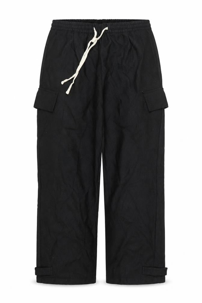 The Couture Club Women's Black Cargo Trousers S Elastic Waist Twill