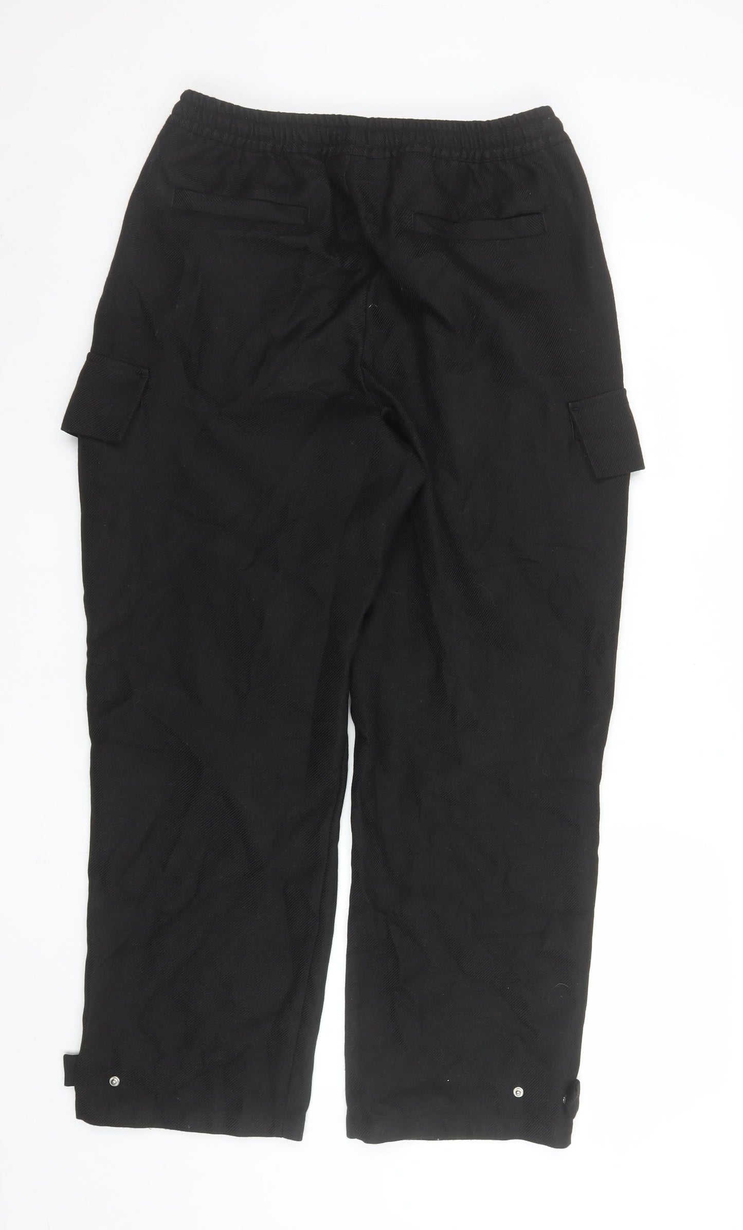 The Couture Club Women's Black Cargo Trousers S Elastic Waist Twill