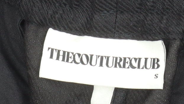 The Couture Club Women's Black Cargo Trousers S Elastic Waist Twill
