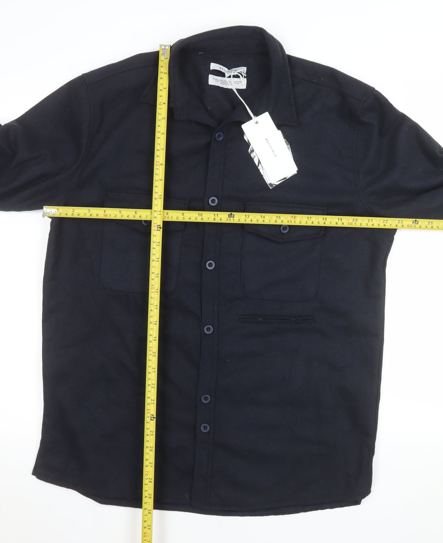 Bellfield Men's Navy Polyester Button Jacket Large