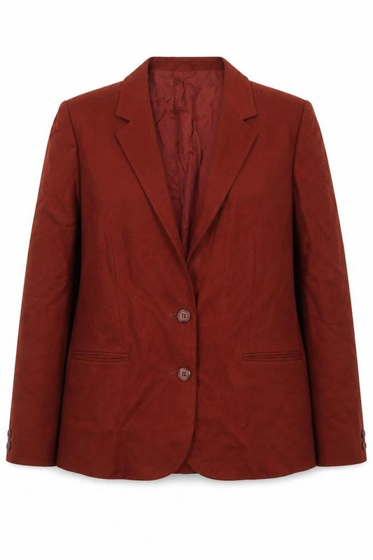 Marks & Spencer Women Red Wool Blazer Size 16 Classic Single-Breasted Jacket