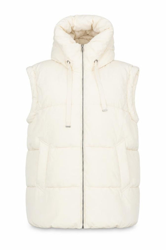 BCBGMAXAZRIA Women's Ivory XL Puffer Hooded Waistcoat Gilet