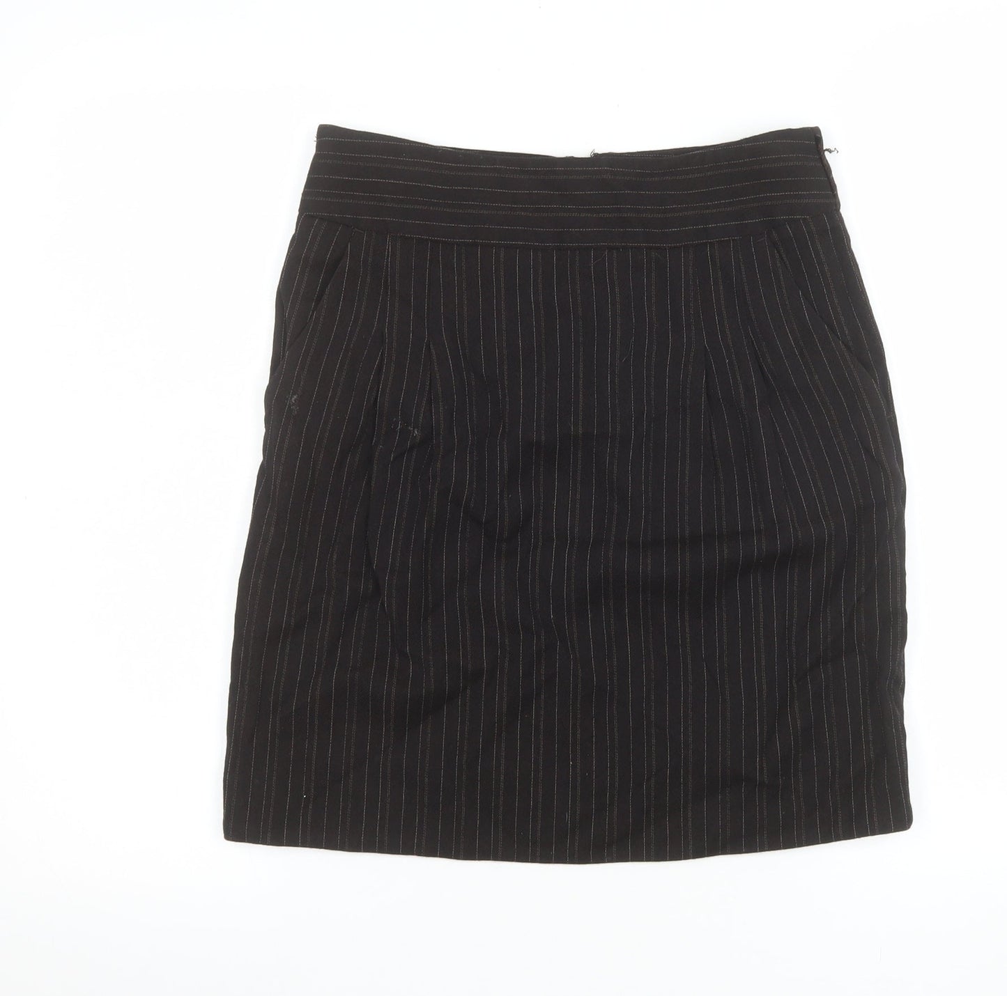 Jigsaw Women’s Black Pinstripe Wool Pencil Skirt Size 8