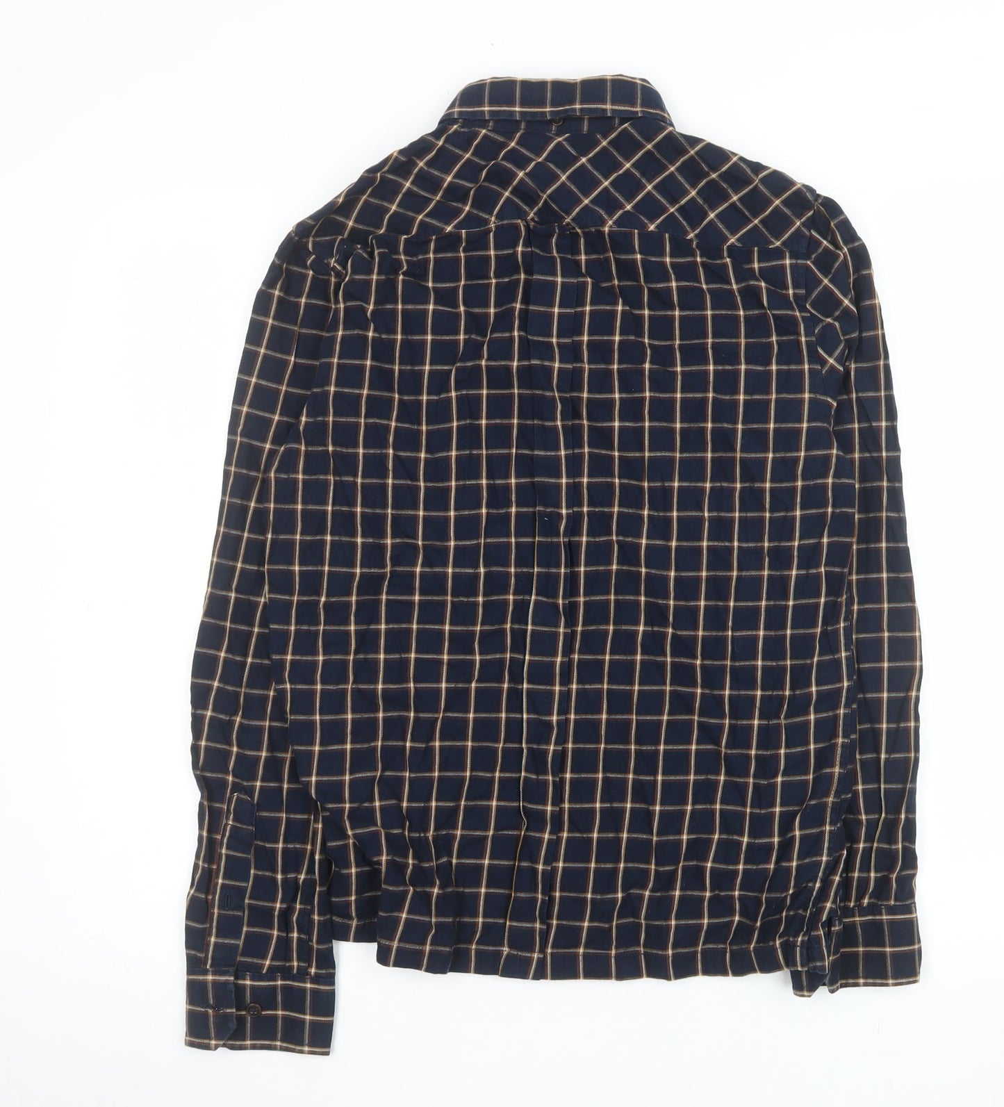 Ben Sherman Men's Blue Check Cotton Button-Up Shirt Size S
