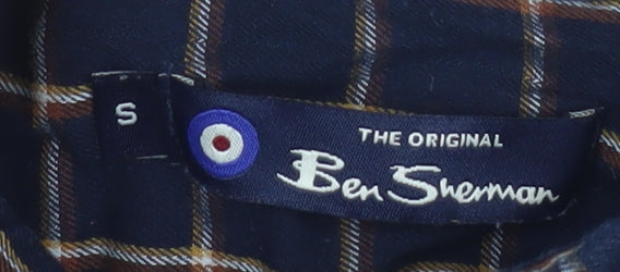 Ben Sherman Men's Blue Check Cotton Button-Up Shirt Size S