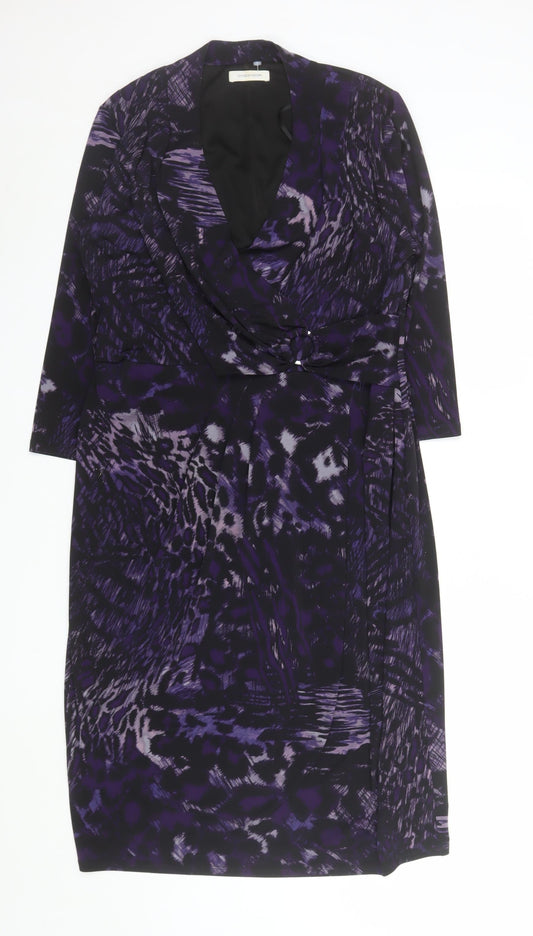 Windsmoor Women’s Purple Animal Print Wrap Dress Size 12