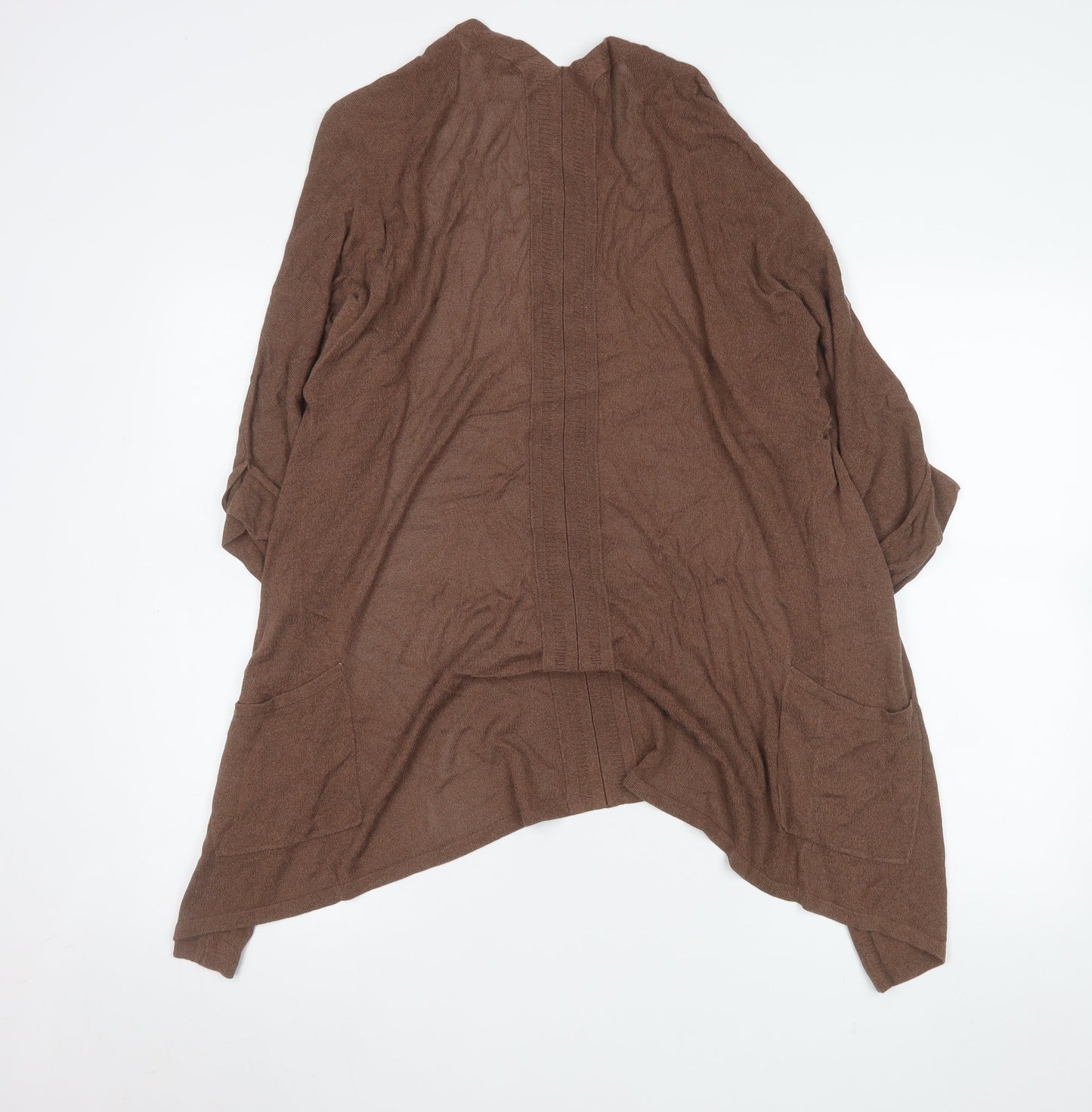 Monsoon Women Brown Knit Open Long Sleeve Cardigan Size M
