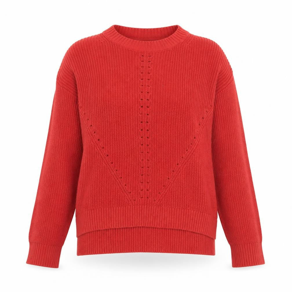 FatFace Women Red Cotton Jumper UK 10 Crew Neck Knit Long Sleeve