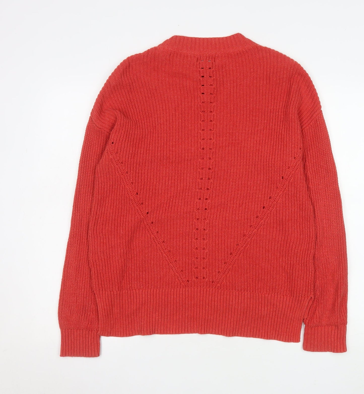 Fat Face Women Red Cotton Jumper UK 10 Crew Neck Knit Long Sleeve