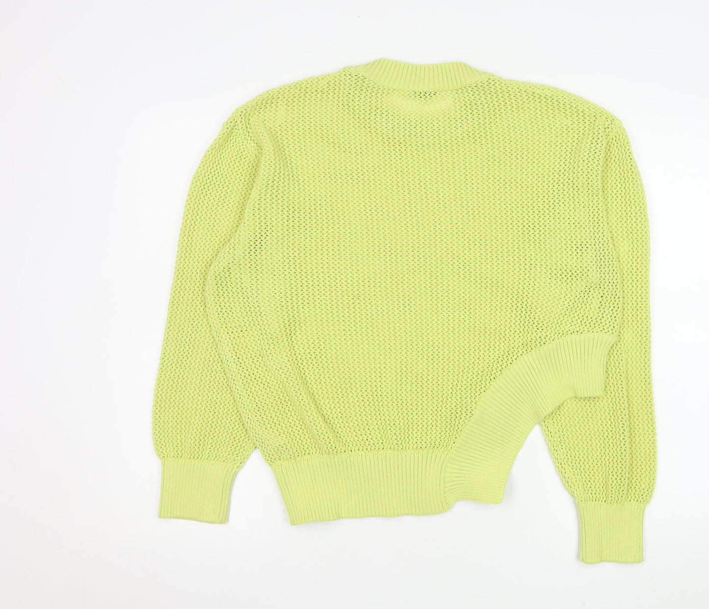 Zara Women Yellow Open-Knit Relaxed Fit Pullover Jumper Size S