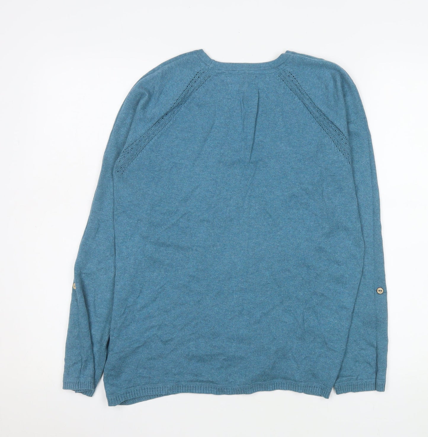 Beacon Cove Women Blue Cotton Crew Neck Long Sleeve Jumper Size 12