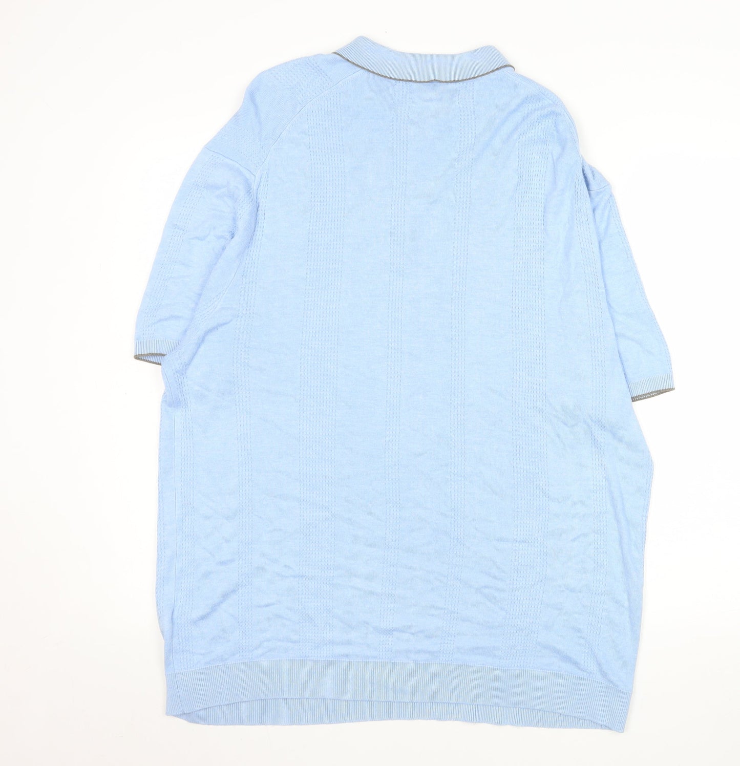 Marks and Spencer Autograph Men's Blue 2XL Zip Collar Polo Shirt