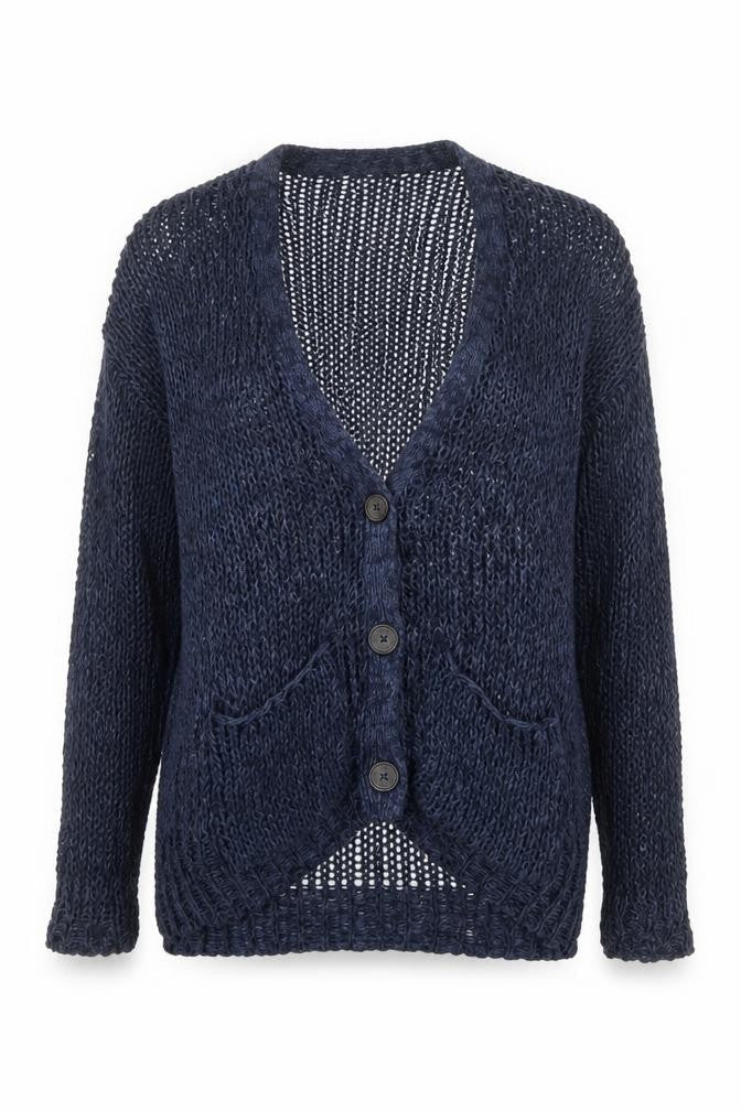 Hollister Women Blue Open-Knit Cardigan XS Lightweight V-Neck