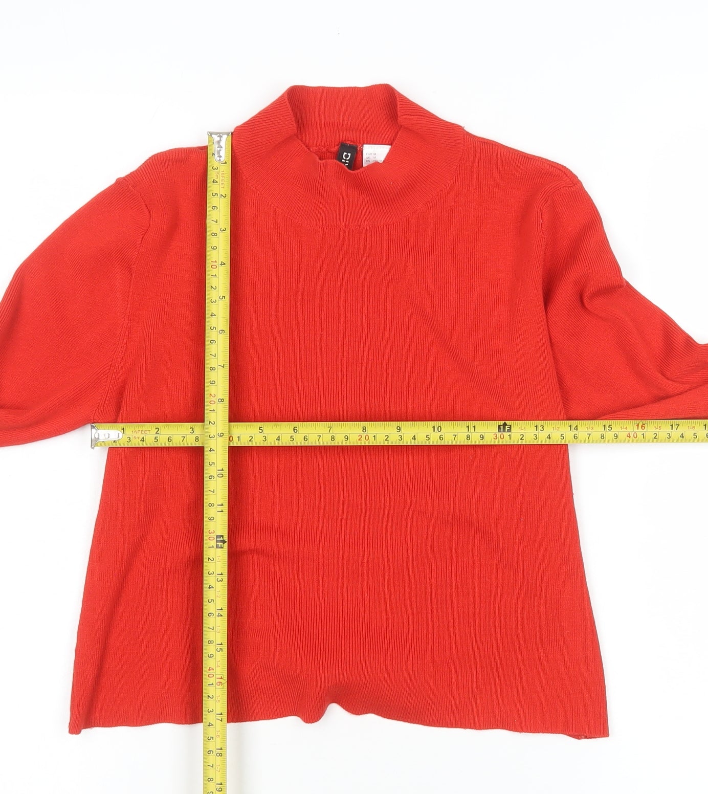 H&M Divided Women's Red Mock Neck Tie Back Long Sleeve Knit Top Size M
