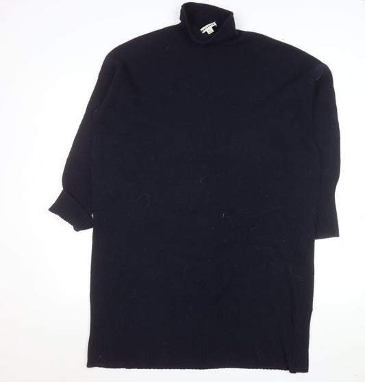 Whistles Women’s Black Merino Wool Roll Neck Sweater Dress L