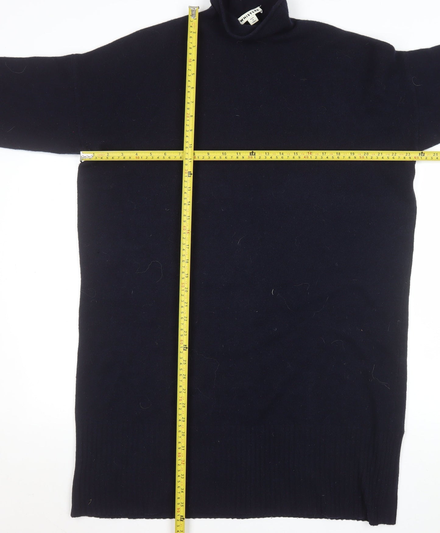 Whistles Women’s Black Merino Wool Roll Neck Sweater Dress L