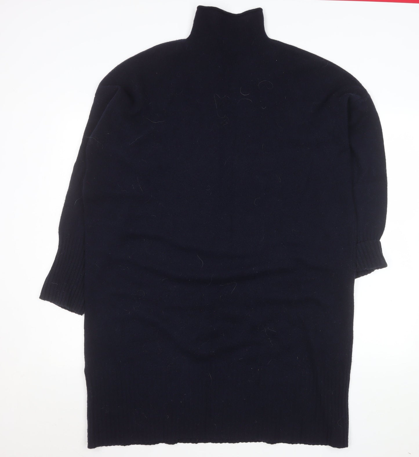 Whistles Women’s Black Merino Wool Roll Neck Sweater Dress L