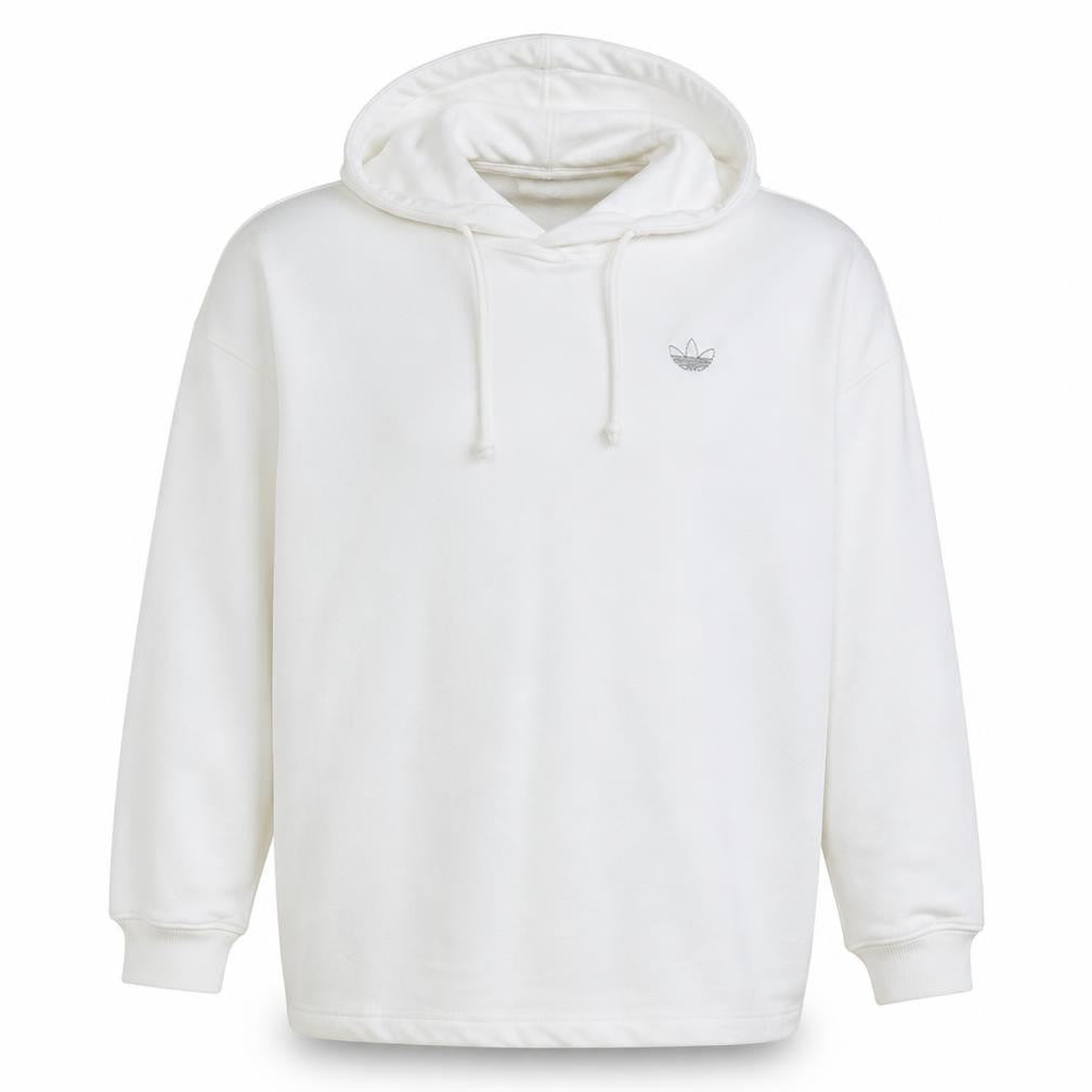 Adidas Mens White Small Pullover Hoodie Graphic Cotton Blend