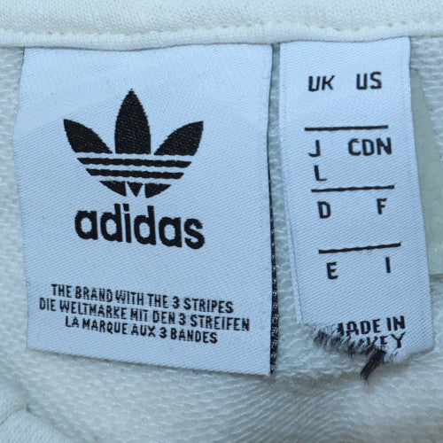 Adidas Mens White Small Pullover Hoodie Graphic Cotton Blend