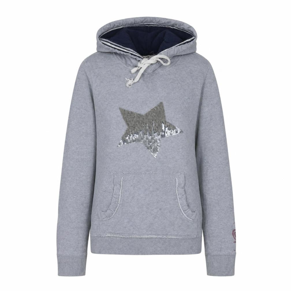 Hilfiger Denim Womens Grey Sequin Star Pullover Hoodie Size M