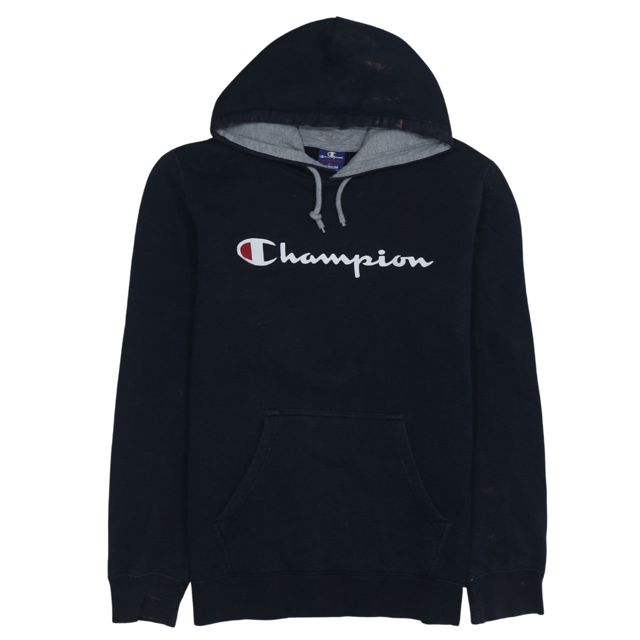 Champion Men’s Black Pullover Hoodie Medium Logo Fleece Sweatshirt