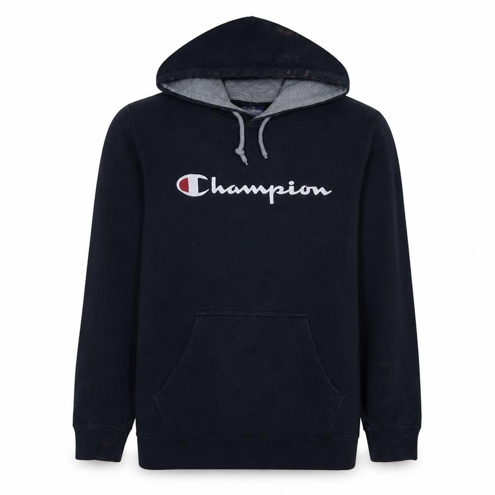 Champion Men’s Black Pullover Hoodie Medium Logo Fleece Sweatshirt