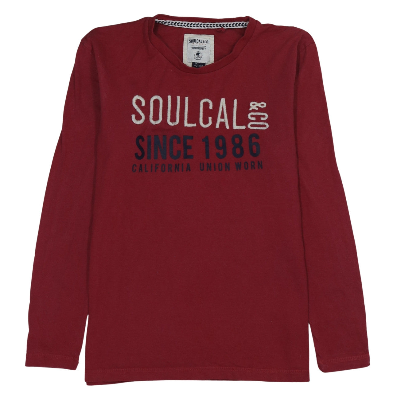 SoulCal & Co Men's Red Long Sleeve Graphic Crew Neck Top Size L