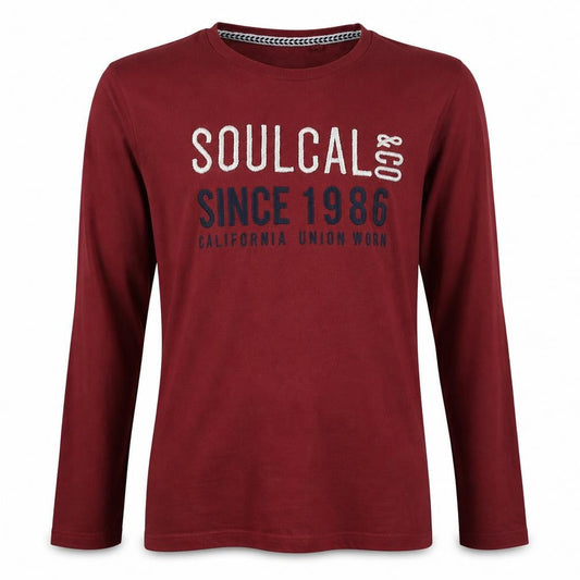 SoulCal Men's Red Long Sleeve Graphic Crew Neck Top Size L