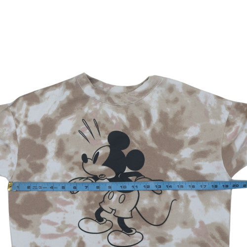 H&M Girls Beige Tie-Dye Mickey Mouse Sweatshirt Size 14-16 Years Crew Neck