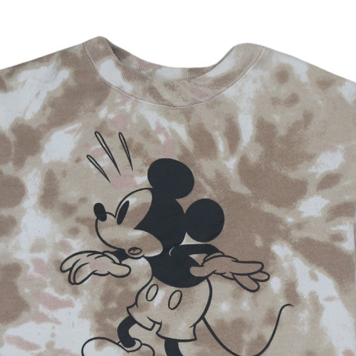 H&M Girls Beige Tie-Dye Mickey Mouse Sweatshirt Size 14-16 Years Crew Neck