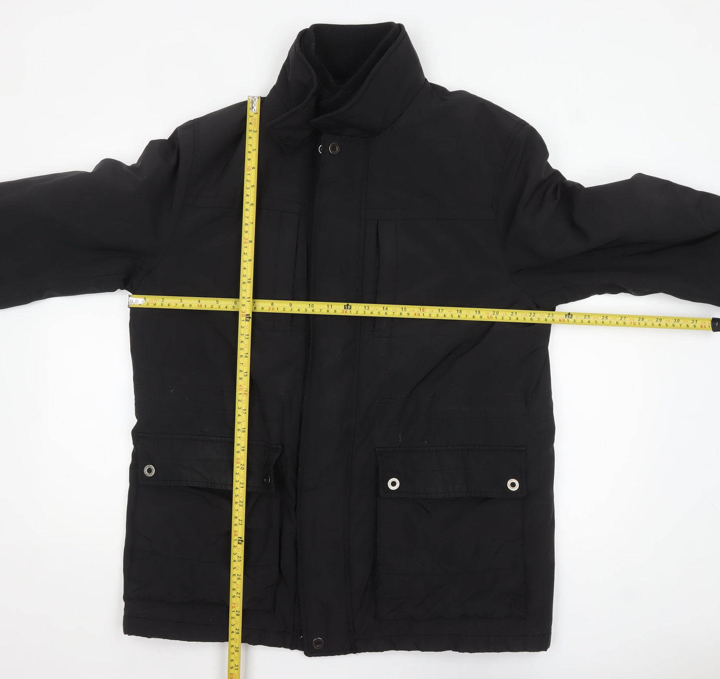 Marks and Spencer Men's Black L Parka Jacket Lined Winter Zip Coat