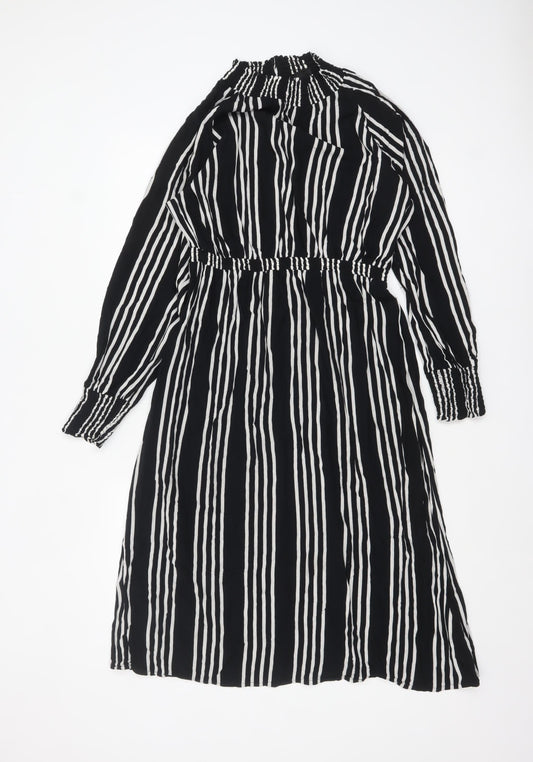 Noisy May Womens Black White Striped Midi Shirt Dress XL