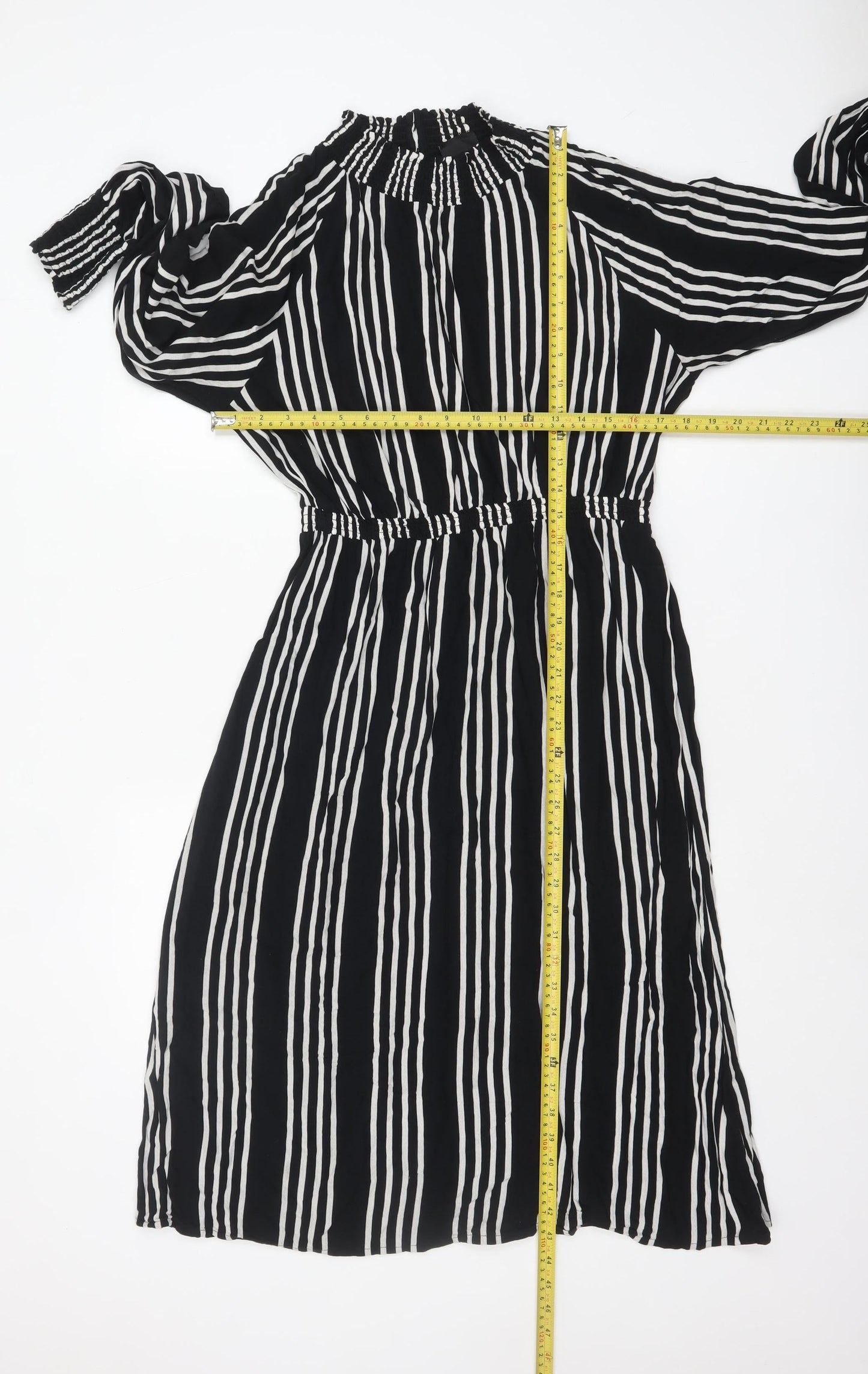 Noisy May Womens Black White Striped Midi Shirt Dress XL