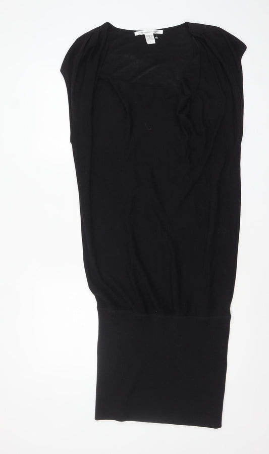 Diane von Furstenberg Women’s Black Silk Blend Sleeveless Bodycon Dress L