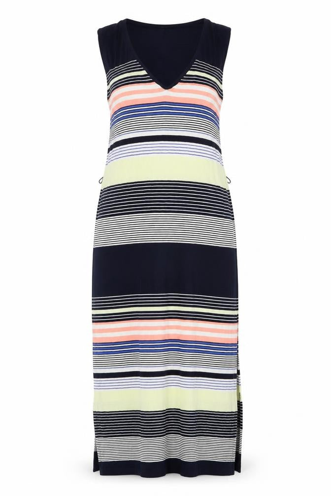 Oasis Women’s Multicoloured Striped Maxi Dress Size S Sleeveless V-Neck