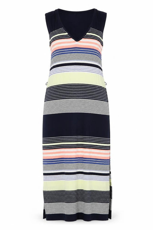 Oasis Women’s Multicoloured Striped Maxi Dress Size S Sleeveless V-Neck