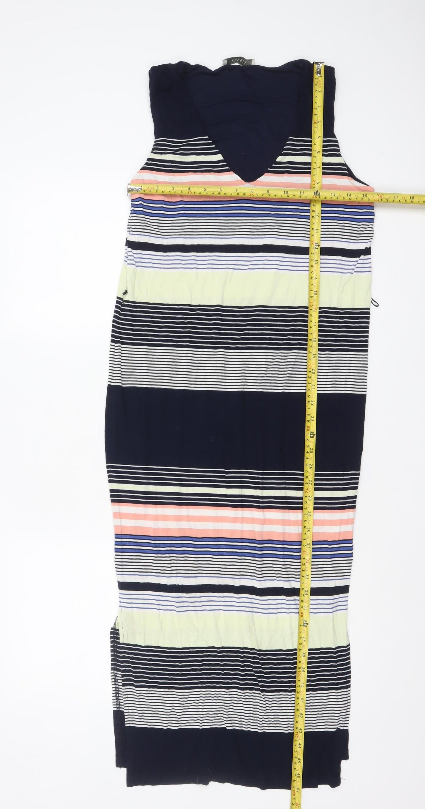 Oasis Women’s Multicoloured Striped Maxi Dress Size S Sleeveless V-Neck