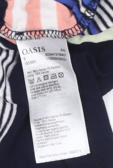 Oasis Women’s Multicoloured Striped Maxi Dress Size S Sleeveless V-Neck