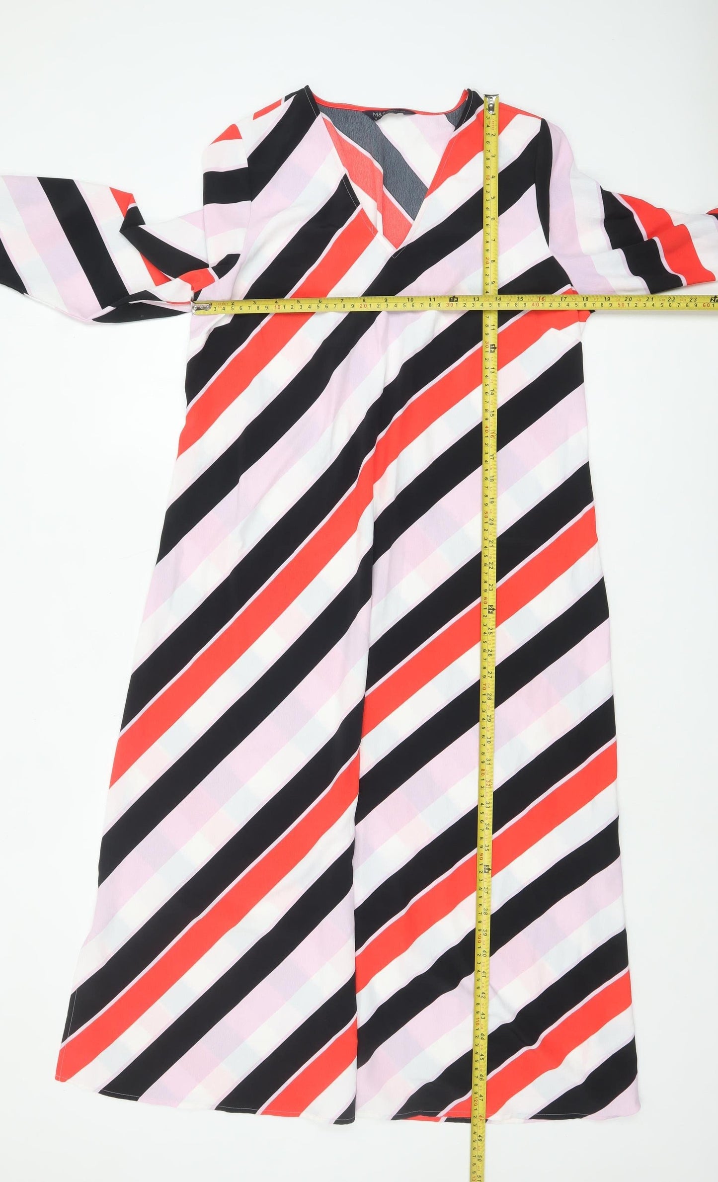 Marks and Spencer Women’s Multicoloured Stripe A-Line Midi Dress Size 12